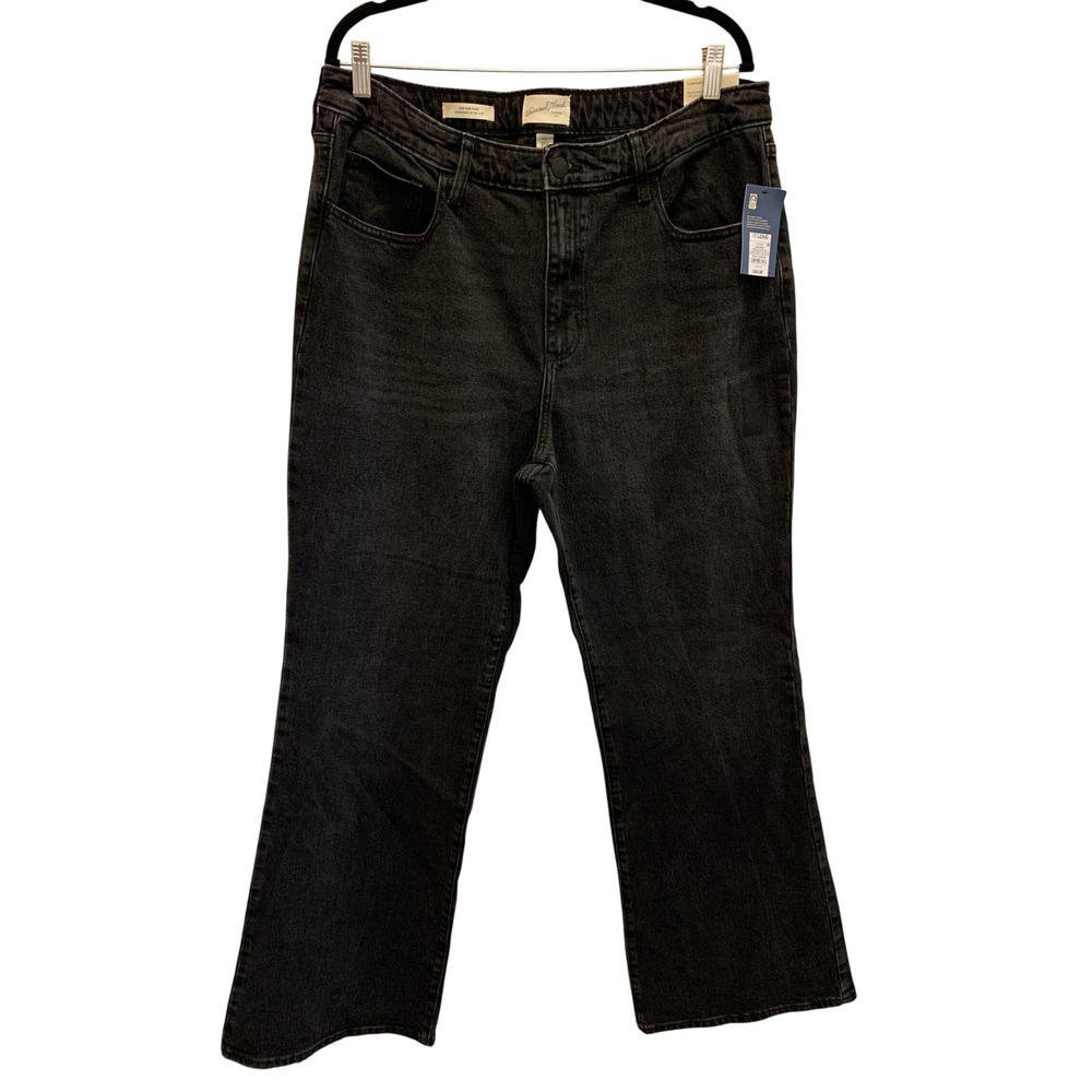 NWT High Rise Flare Jeans Women's 17 Long Black Wash Stretch Denim